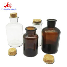 Amber/Transparent Cork Glass Reagent Bottle, Wide Mouth Sample Bottle